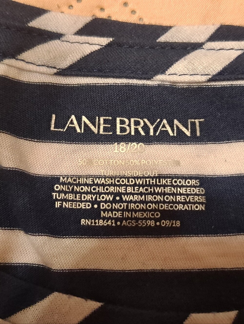 Lane Bryant Womens Navy & White Striped Tee - 'Wine not?' Graphic Size 18/20 - Picture 5 of 6